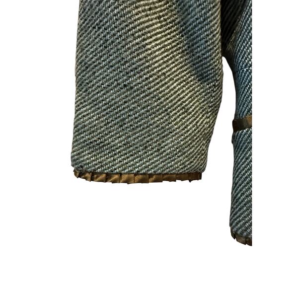 Wendy Hil Green Herringbone Tweed Blazer w/ Satin Trim Size M FrenchGirl Preppy - Picture 6 of 11